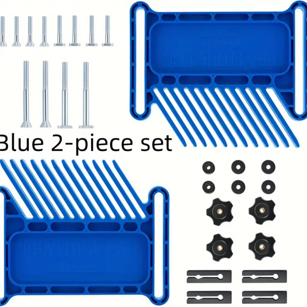(Blue) 2Pcs Universal Featherboards With Miter Slots Reduce Kickback Woodworking Tools For Tables Saws / Router Tables / Band Saws 6935462223879