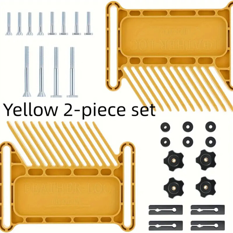 (Yellow) 2Pcs Universal Featherboards With Miter Slots Reduce Kickback Woodworking Tools For Tables Saws / Router Tables / Band Saws 6935462223893