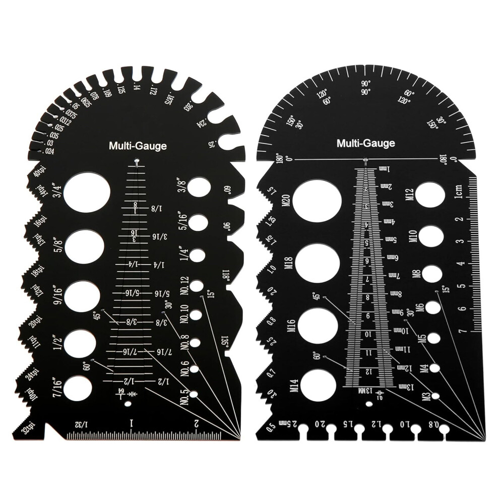 2Pcs Aluminum Alloy Metric/Imperial Nut And Bolt Thread Checker Bolt Size And Thread Identifier Gauge 6935462224470