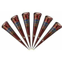 6pcs Fresh Quality Dark Brown Natural Henna Mehndi Cones Temperory Tattoos