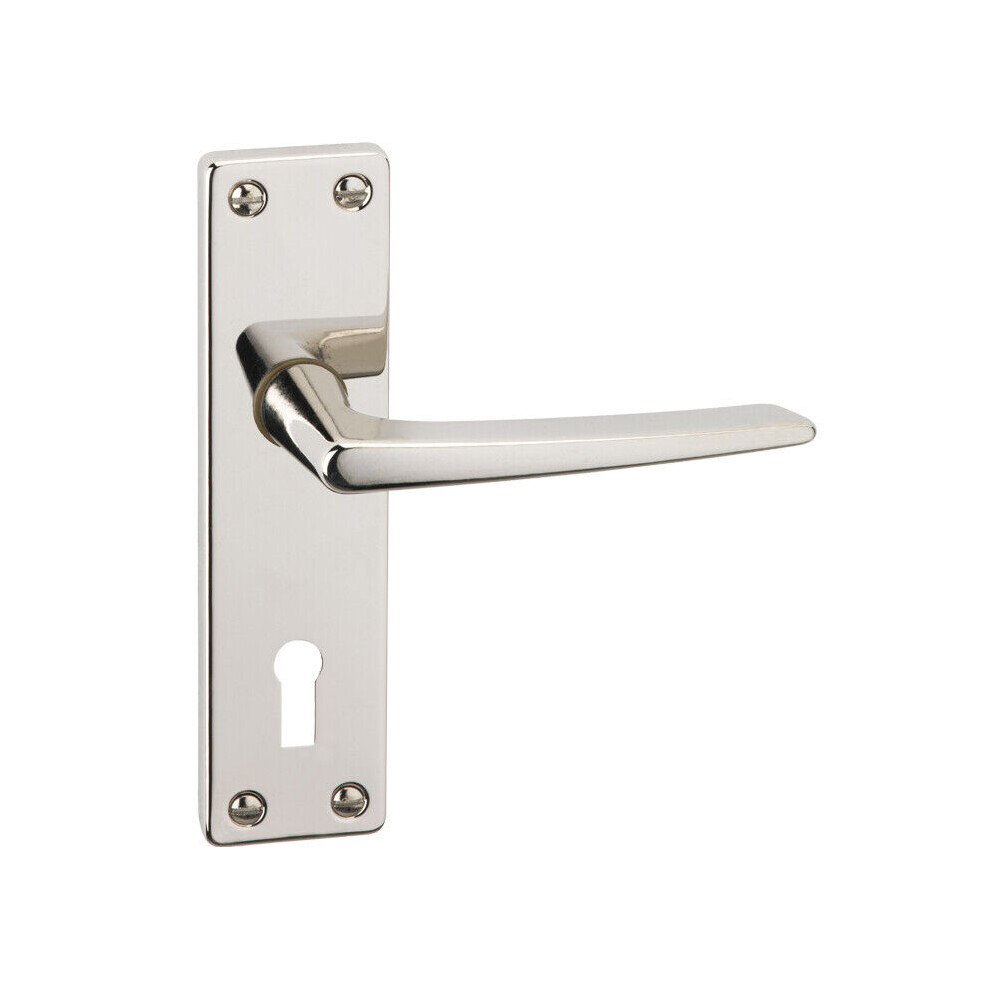 (Polished Nickel Keyhole) Royale Metal Lever Latch Door Handles Set