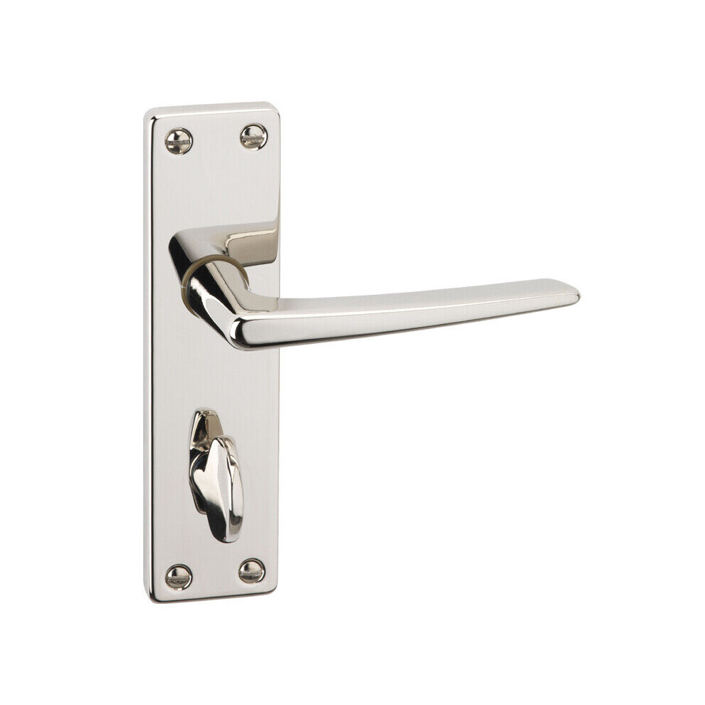 (Polished Nickel Bathroom) Royale Metal Lever Latch Door Handles Set