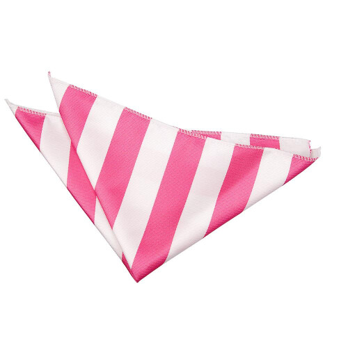 Hot Pink and White Striped Pocket Square