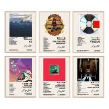 Gifts Posters Kanye West Album Cover Rapper Music Posters Wall Art Room Aesthetic Home Decoration Unframed 6pcs/set
