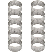 10pcs 4.5cm Round Stainless Perforated Seamless Tart Ring Quiche Ring Tart Pan Pie Tart Ring With H