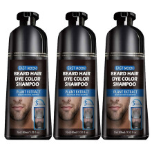3pcs Beard Hair Color Dye Shampoo Natural Men Mustache Dying Black Darkening
