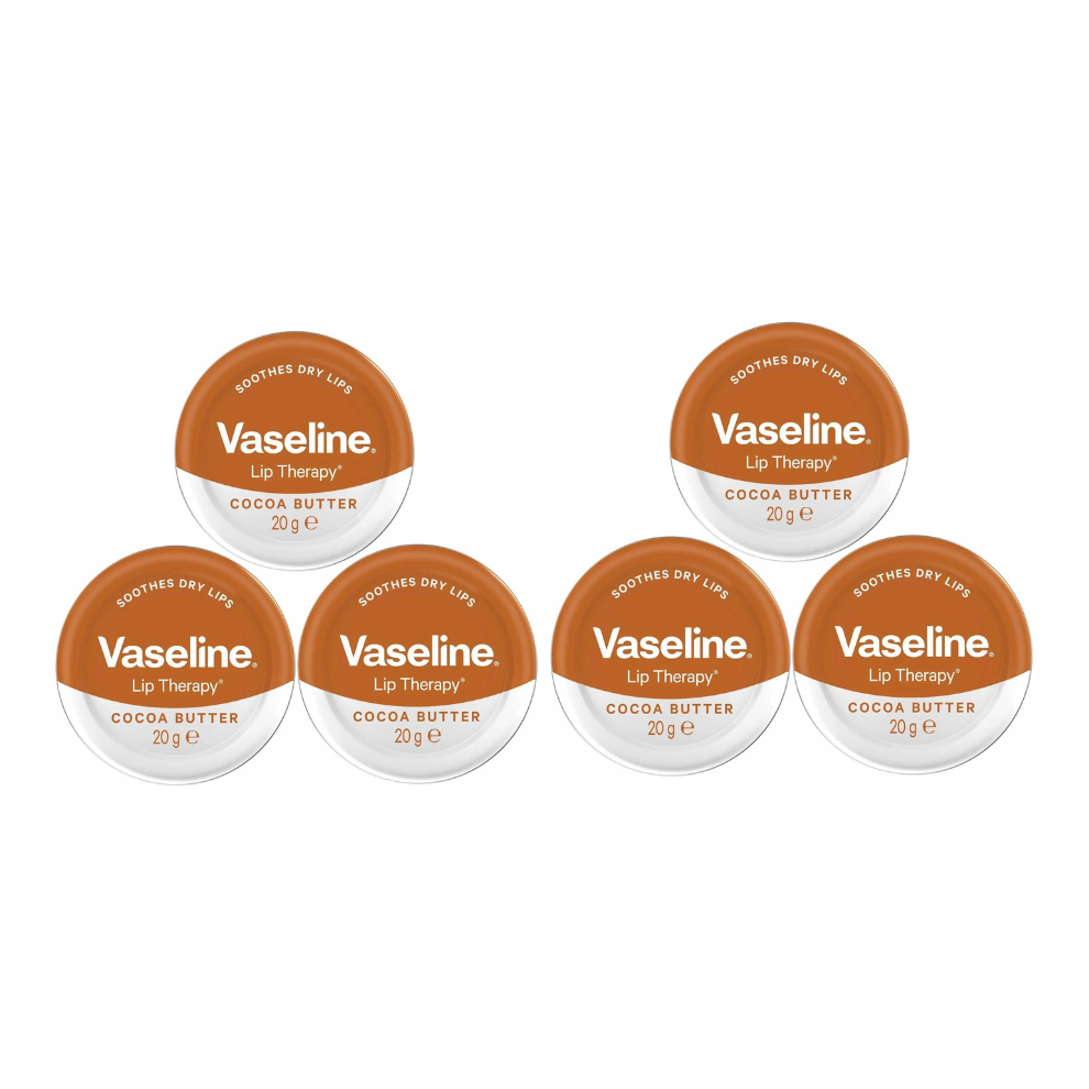 6 x 20g Vaseline Lip Balm Therapy Cocoa Butter Petroleum Jelly Tin Pot Dry Skin