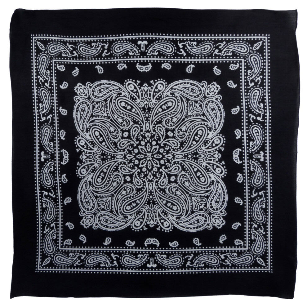 (Black) XL Montana Paisley Bandana Soft Lightweight Cotton Extra Large 26" x 26" Mouth Covering-image-OPC-P7CXKTD-NEW