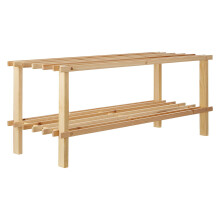AAMEN 2 Tier Wooden Shoe Rack - Footwear Storage Organiser Unit Shelf