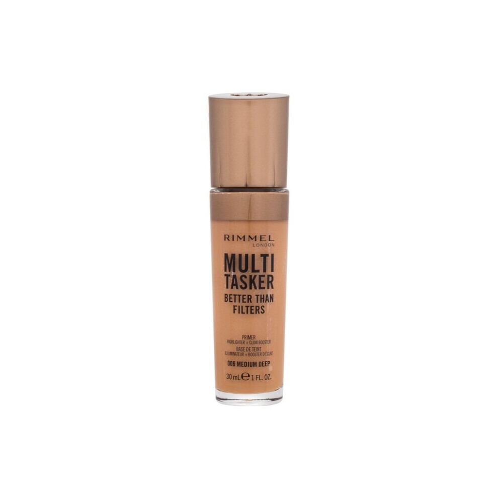 Rimmel Multi-Tasker Better Than Filters 006 Medium Deep Face Primer Glow Booster and Highlighter Vegan Formula Anti-Ageing Benefits Light-Reflec