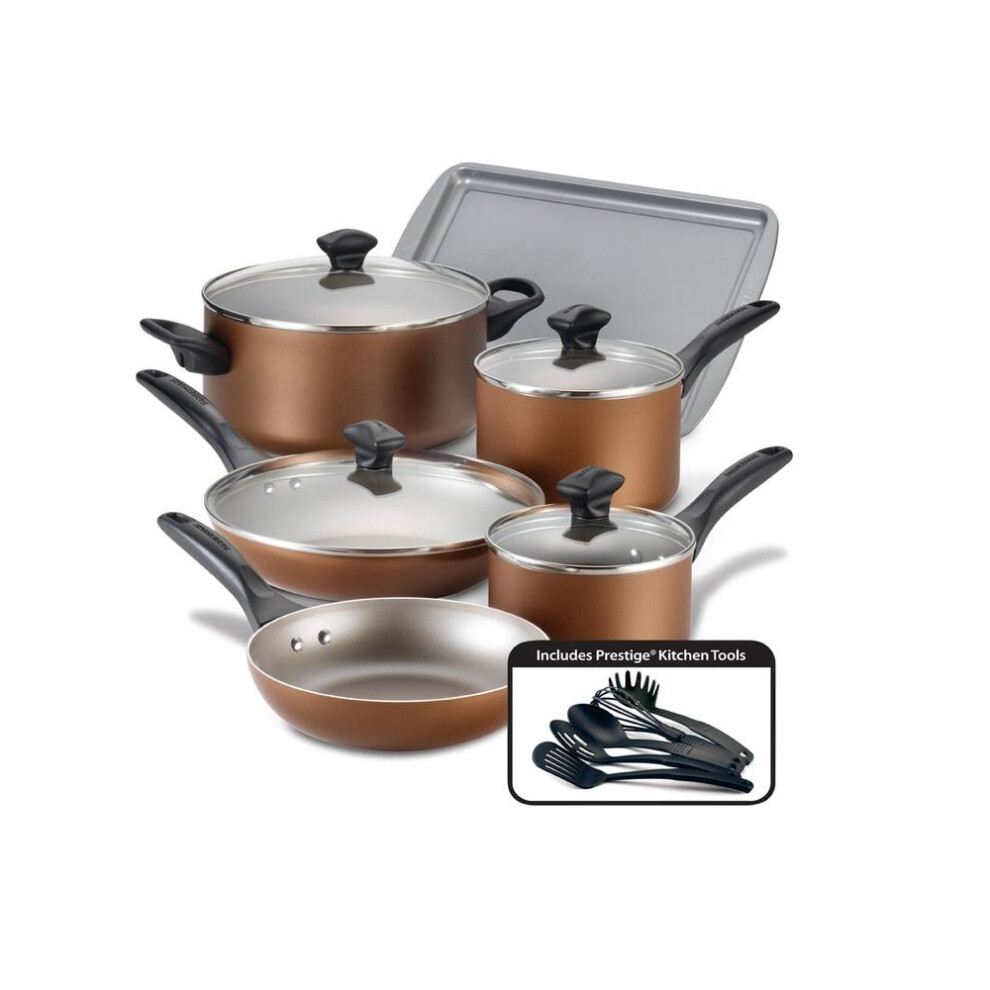 Farberware Pots and Pans Set in Copper Non Stick Sturdy Cookware - Pack of 11