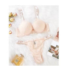 (Pink, 80B) Sexy Lingerie Comfort Women Set Push Up Bra Victoria's Secret Lingerie Set Female 2 Piece Underwear Vetement Femme