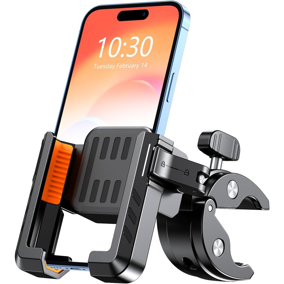 Bike Phone Mount - [Camera Friendly] Phone Holder For Motorcycle, [Super Sturdy] Bicycle Scooter Handlebar Phone Clip, Compatible With Iphone 15 Pro 6935462226061