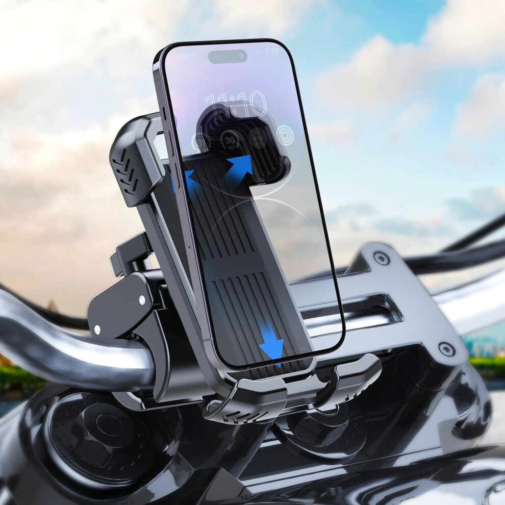 Bike Phone Mount Holder Handlebar Motorcycle Cell Phone Mount, Electric Scooter Stroller Ebike Mountain Dirt Bicycle Smartphones Clip For Iphone 15 6935462226399