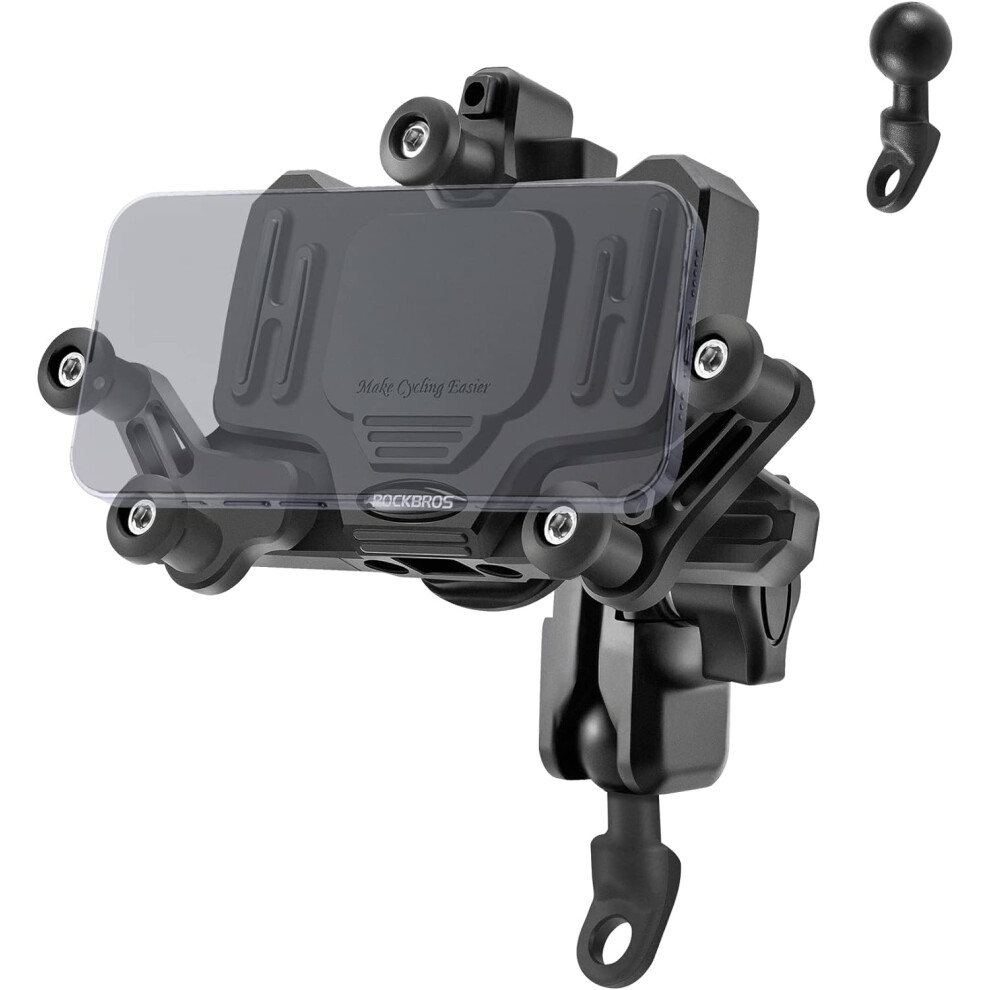 Rockbros Aluminum Motorcycle Bike Phone Mount With Vibration Dampener For 4.7''-7.1'' Phones, Motorcycle Bike Phone Holder Universal Handlebar 6935462226504