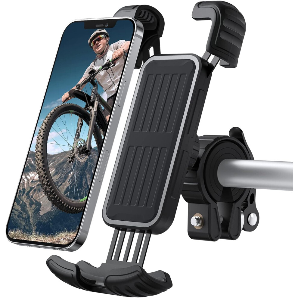 (Black) Bicycle Phone Holder, Bike Phone Mount, Jsaux Bicycle Cell Phone Mount Holder Handlebar Cell Phone Holder, Bike Phone Holder Clip Compatible W Black 6935462226542