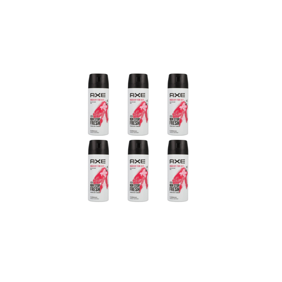 6 x AXE (LYNX) Anarchy For Her 150ml Deodorant Body Spray Free P&P