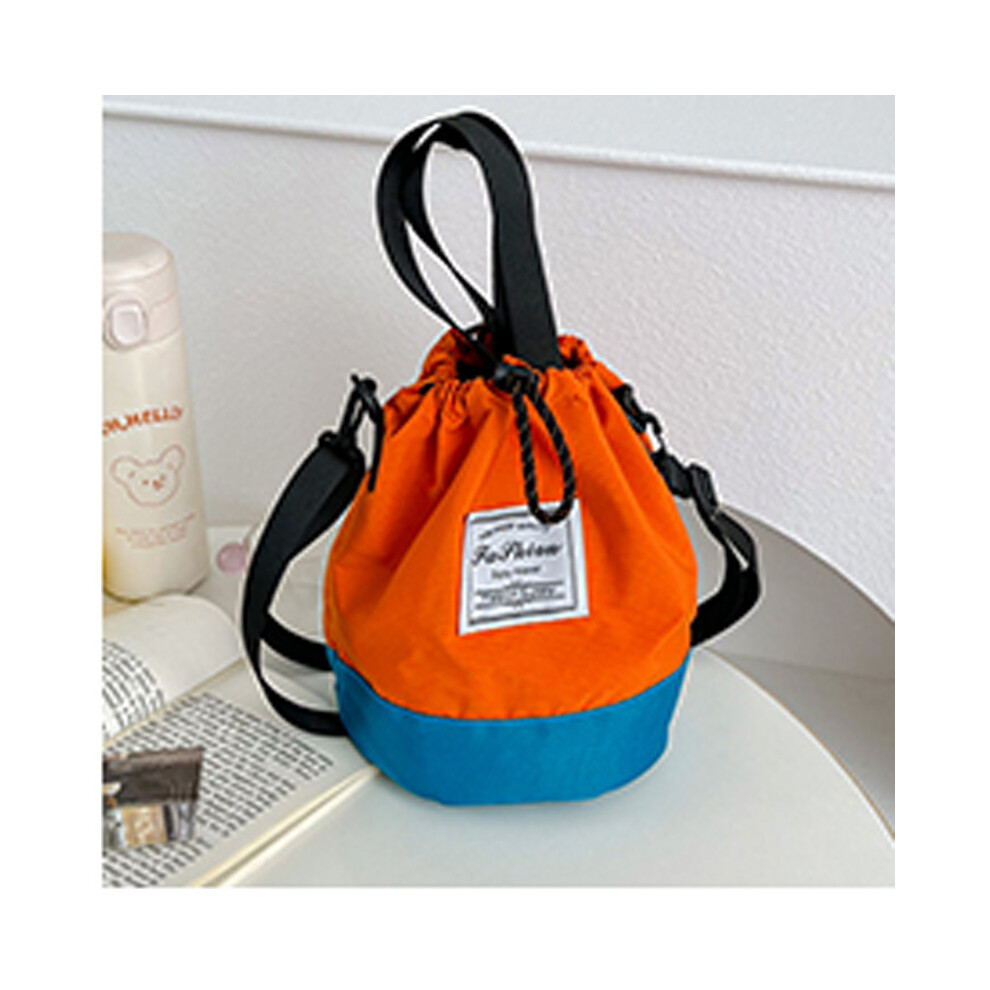 (Orange) Childrens Crossbody Bucket Bag Casual Contrasting Colors Handbag Versatile