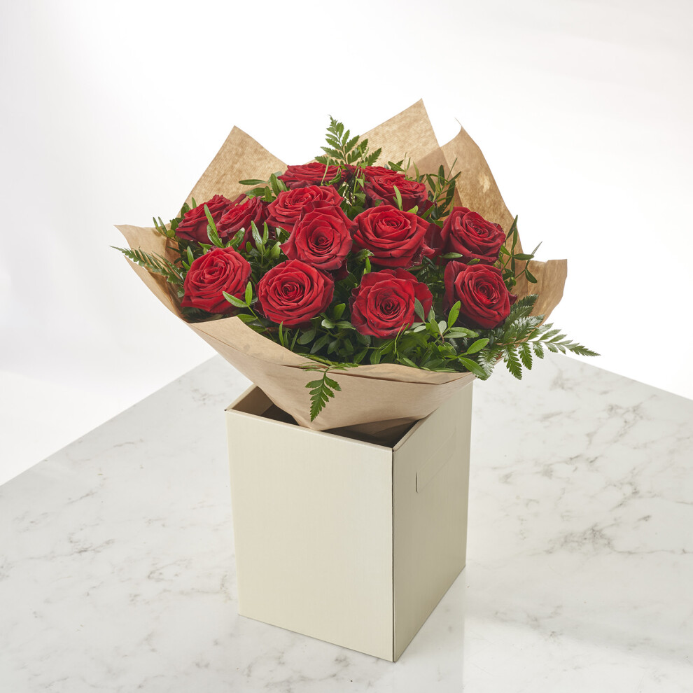 Luxurious Hand-Tied Red Rose Bouquet in Elegant Gift Box