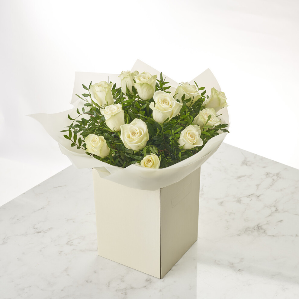 Pure Delight Hand-Tied White Rose Bouquet