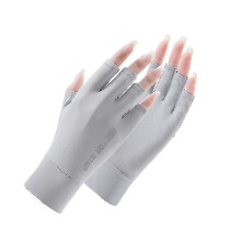 (L, grey) Fingerless Sun Gloves For Uv Protection Hand Cover For Women Fishing, Driving, Cycling, Hiking