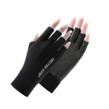 (M, black) Fingerless Sun Gloves For Uv Protection Hand Cover For Women Fishing, Driving, Cycling, Hiking