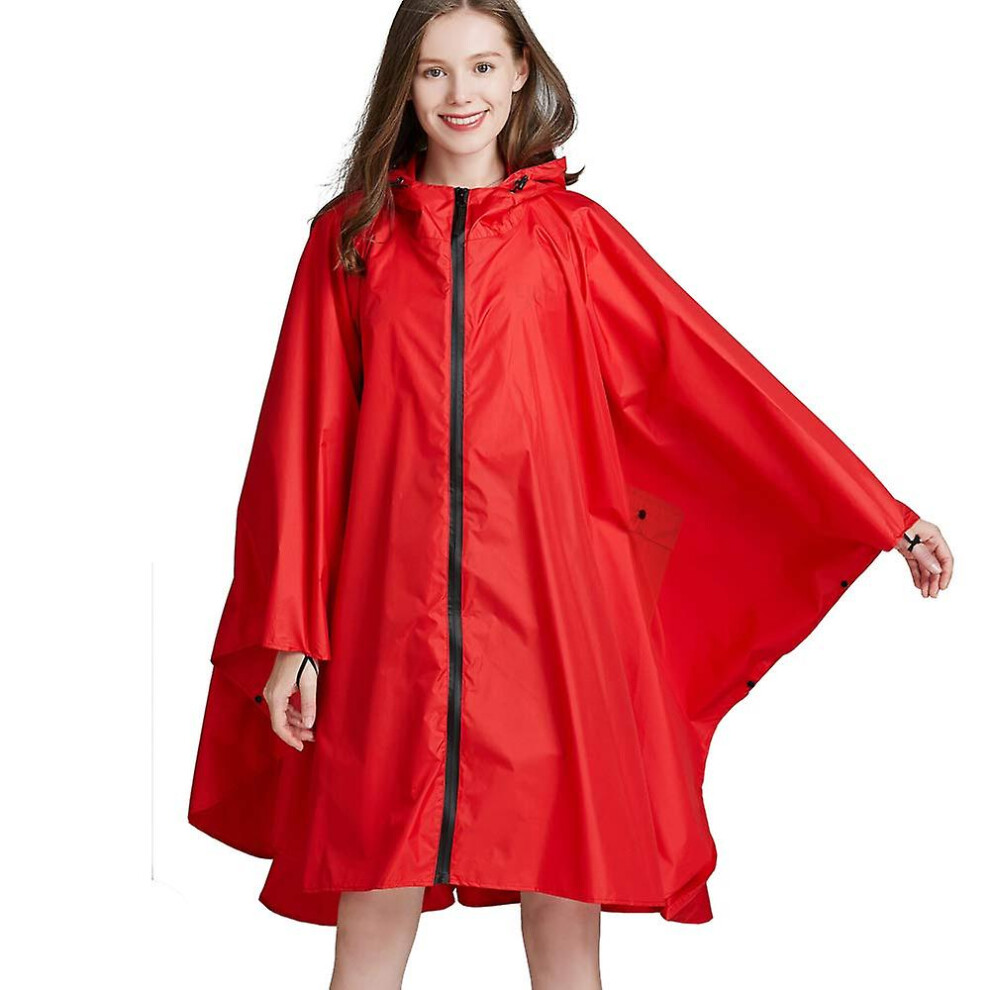 Lightweight Waterproof Rain Poncho Reusable Ripstop Breathable Raincoat with Hood for Outdoor Activi