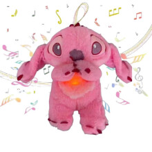 (Pink) Stitch Kid Breathing Musical Soothing Doll Sleep Toys Anxiety Relief Plush Toys