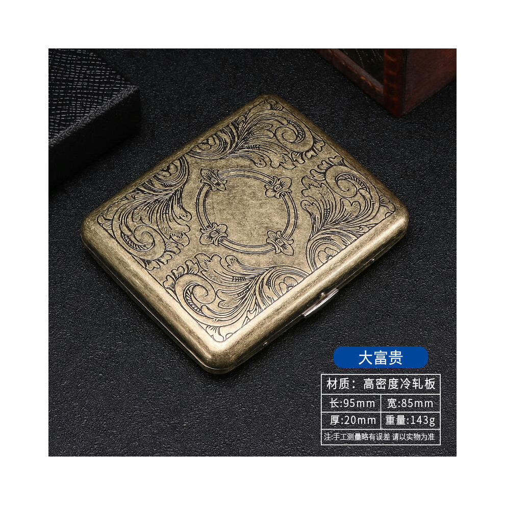 (Wealthy, 20) 20 pack with niche design, double-sided flip open cigarette box, metal flip cover, carved flower cigarette box