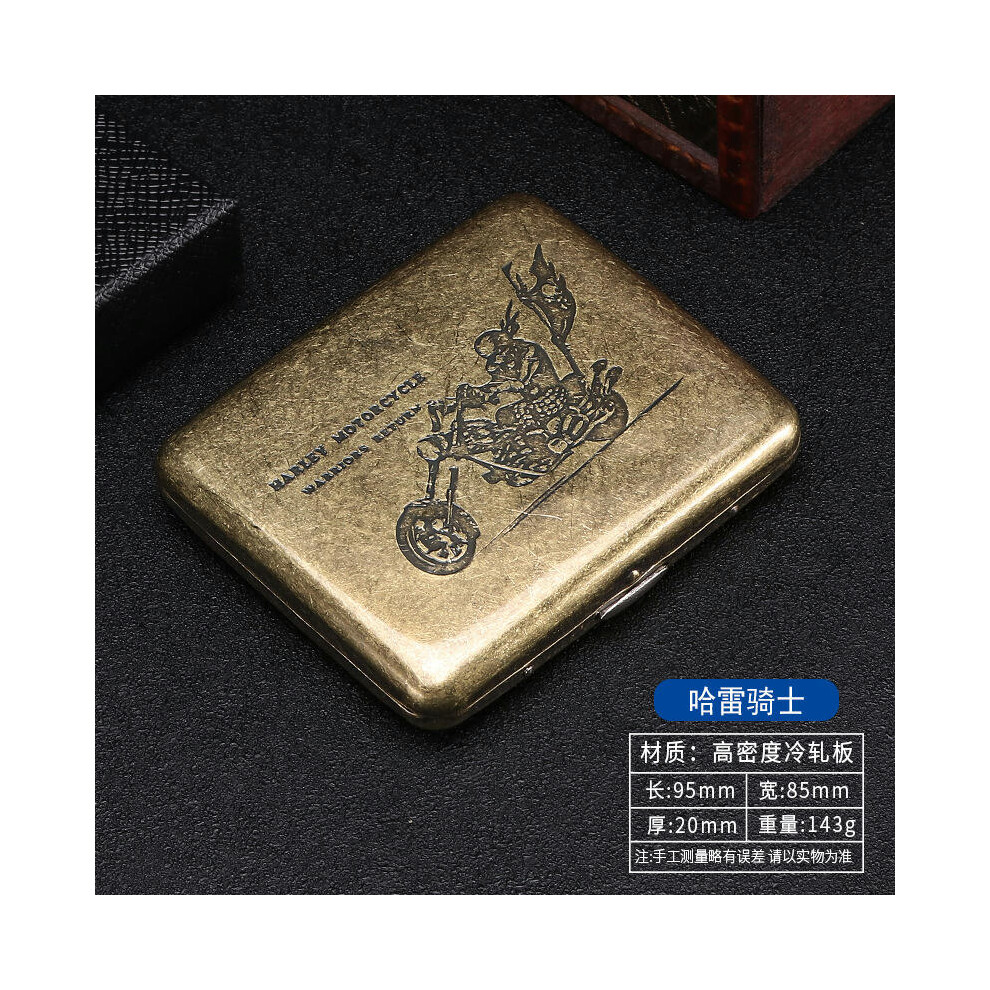 (Harley Knight, 20) 20 pack with niche design, double-sided flip open cigarette box, metal flip cover, carved flower cigarette box