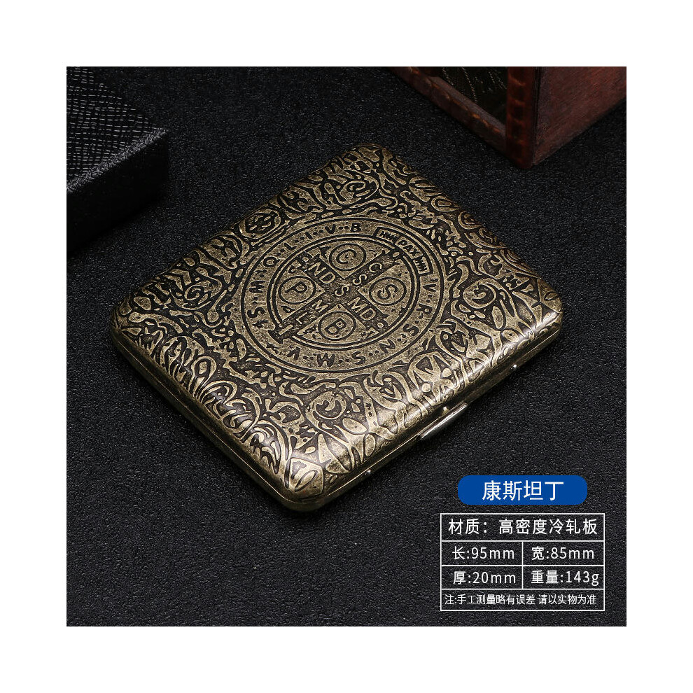 (Constantine, 20) 20 pack with niche design, double-sided flip open cigarette box, metal flip cover, carved flower cigarette box