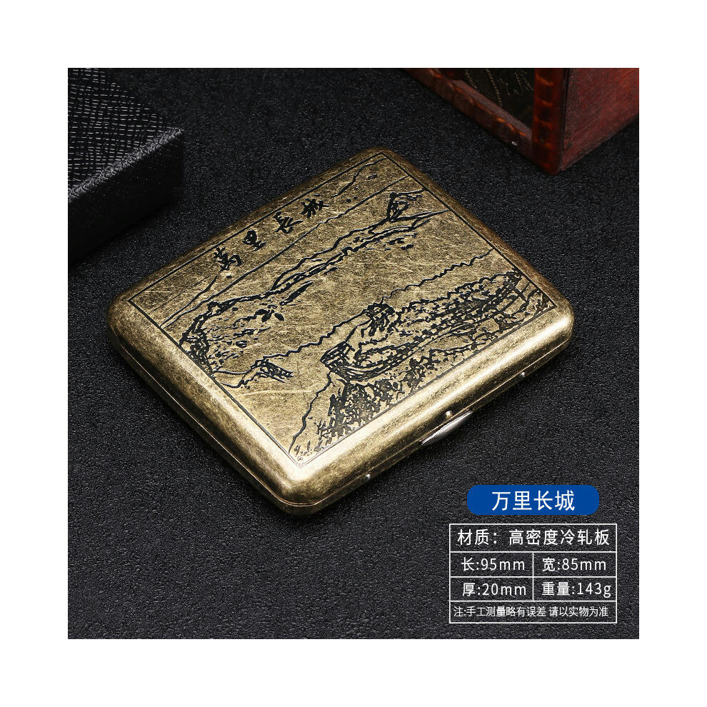 (Great Wall, 20) 20 pack with niche design, double-sided flip open cigarette box, metal flip cover, carved flower cigarette box