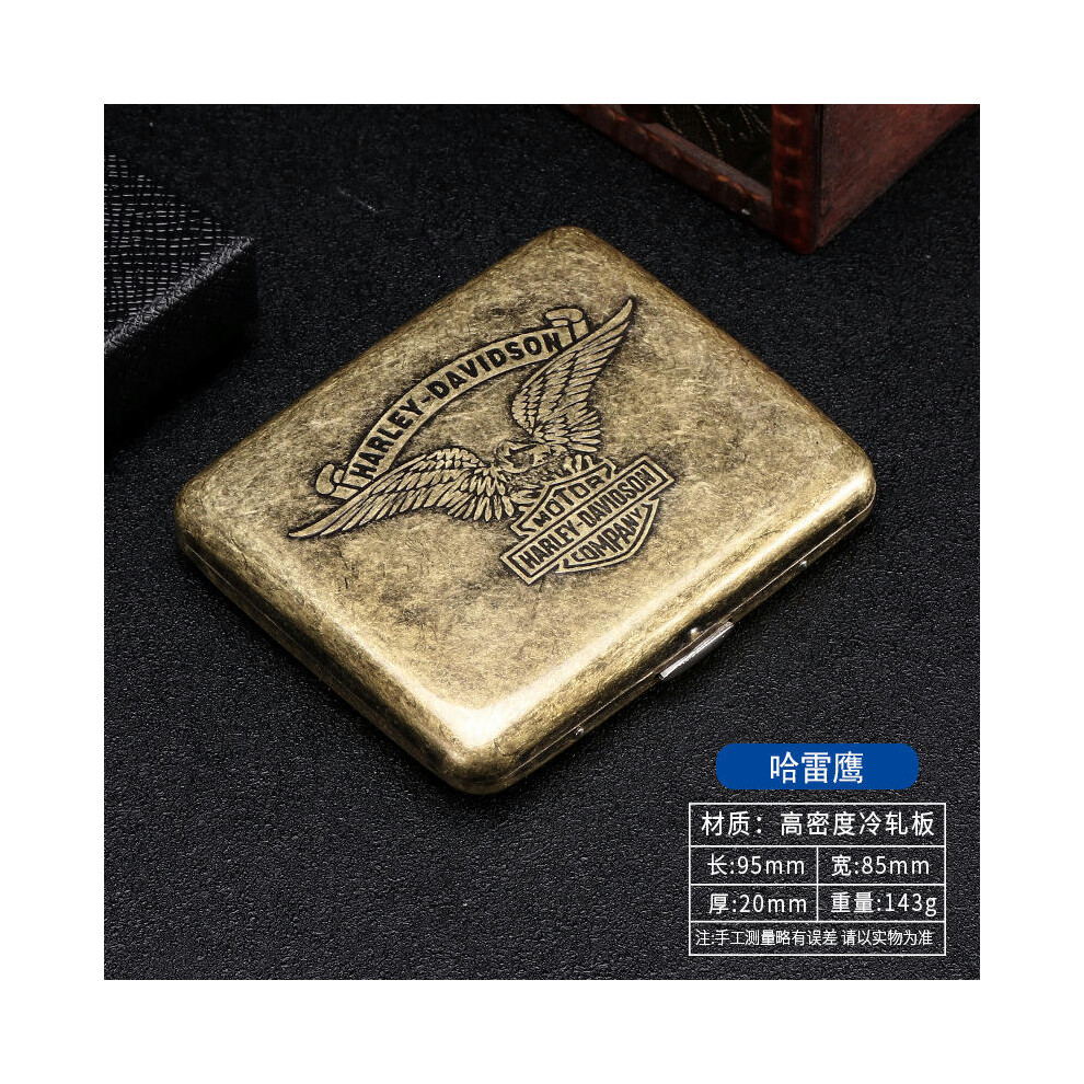 (Harley Eagle, 20) 20 pack with niche design, double-sided flip open cigarette box, metal flip cover, carved flower cigarette box