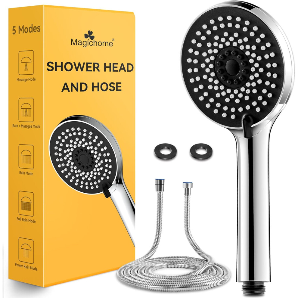 Magichome Store Magichome Shower Head And Hose 2M, High Pressure Shower Head With 5 Modes, Universal Handheld Shower Head For Low Water Pressure