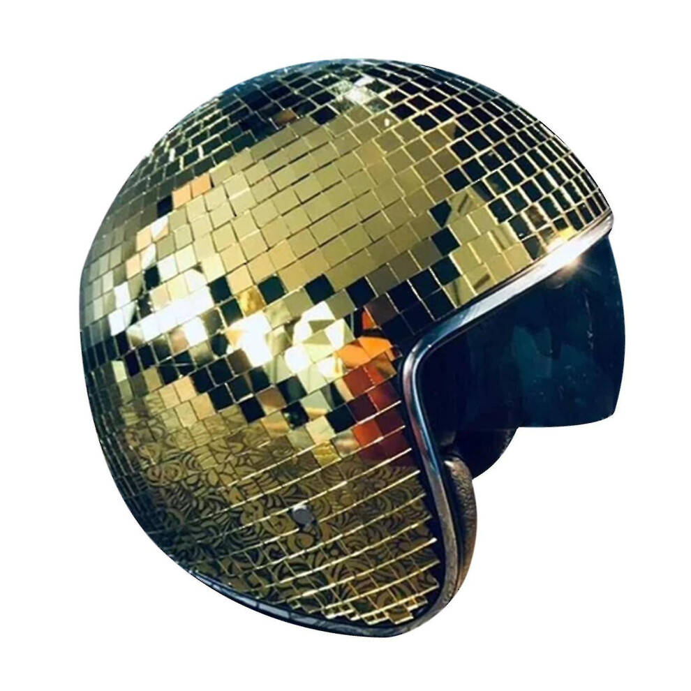 (Gold) Disco Ball Helmet With Retractable Visor For Nightclub Cool Props 9362098228744