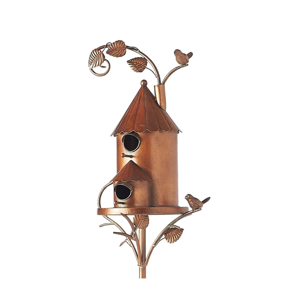 (B) Birdhouse Garden Stacks Metal Bird House Bird House Wooden Stake Garden Decoration Bird House Iron Art Display