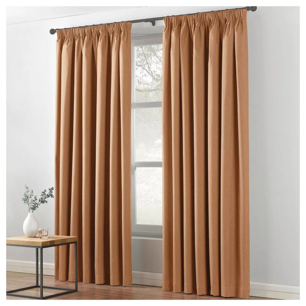 (BEIGE, 46 x 54) Blackout Pencil Pleat Curtains Ready Made Curtain