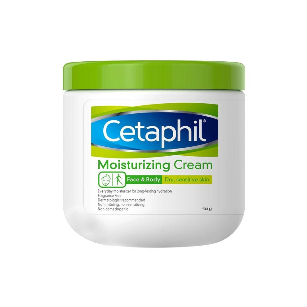Cetaphil Moisturizing Cream 453g|Face & Body Cream For Dry/Sensitive Skin|Fragrance Free|Long-lasting Hydration