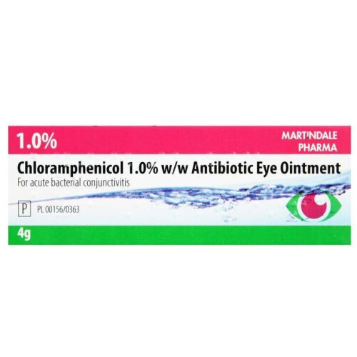 Chloramphenicol 1% Eye Ointment 4g Conjunctivitis Bacterial Infection