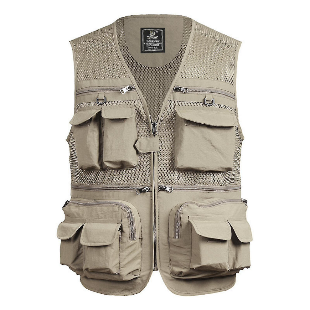 (Khaki, 3XL) Fishing Vest Breathable Fishing Travel Mesh Vest-image-OPC-PDXVRB6-NEW