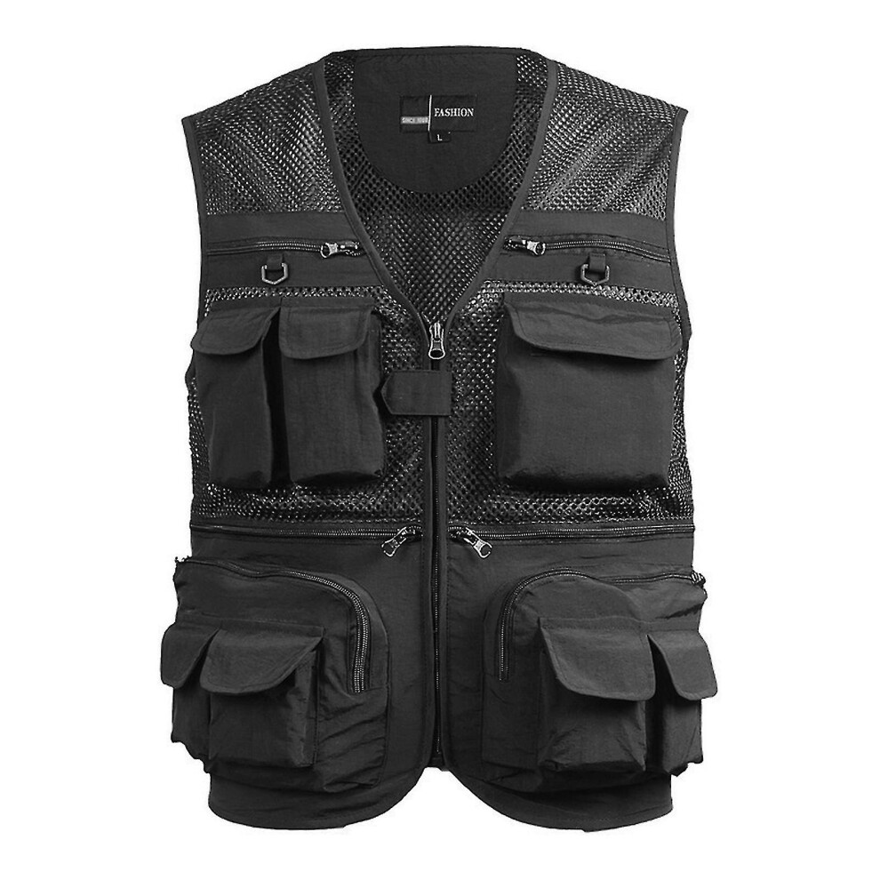 (Black, XL) Fishing Vest Breathable Fishing Travel Mesh Vest-image-OPC-PDXVRBD-NEW