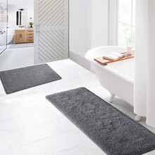(Pack of 2 60 X 110 & 60 X 220 cm, Grey) Soft Shaggy Non Slip Bath Door Mats & Runner Rugs
