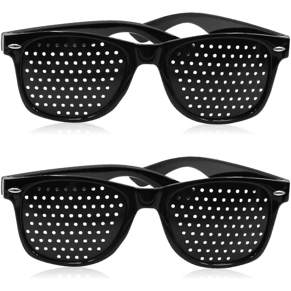 Black 2 Pcs Pinhole Glasses For Improving Vision, Unisex Eyesight Strengthening Pinhole Glasses