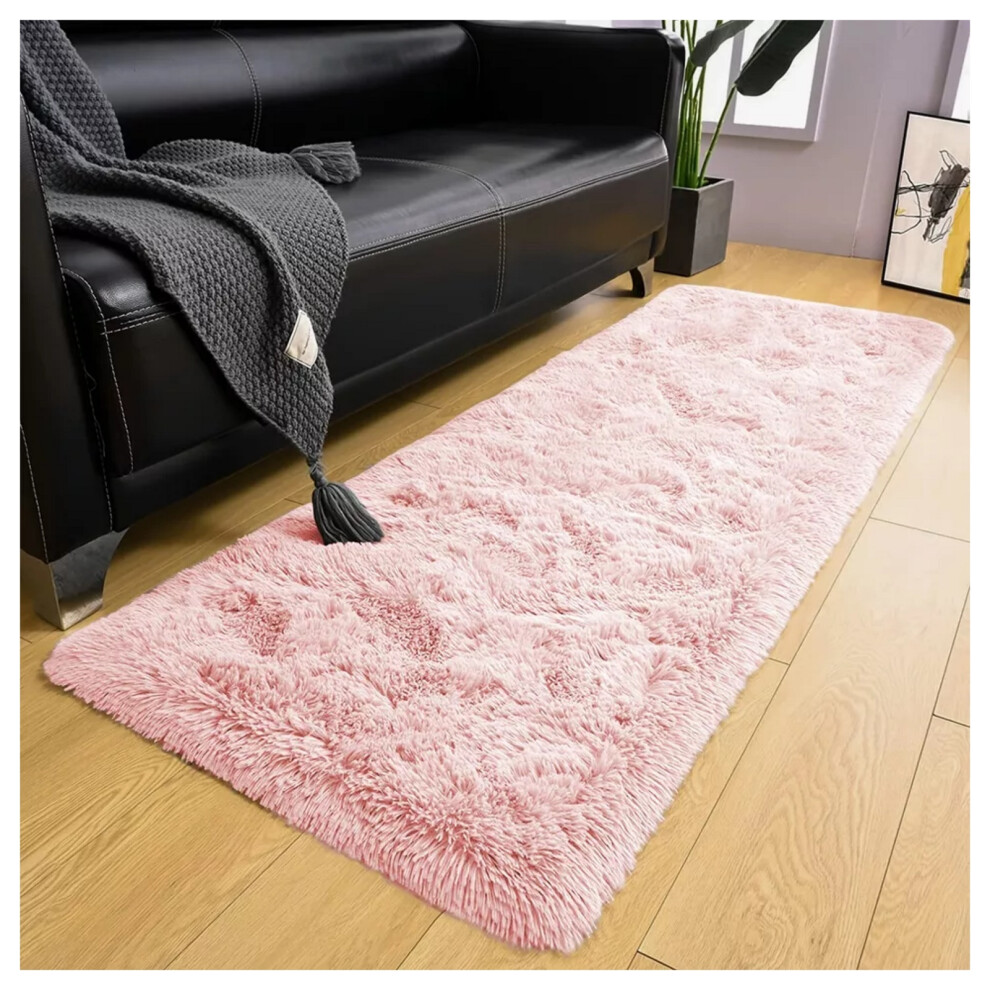 (60x220 cm (2ft x 7ft 7in)- Runner Rug/Carpet) Pink Rugs Living Room Fluffy Shaggy Floor Area Rug