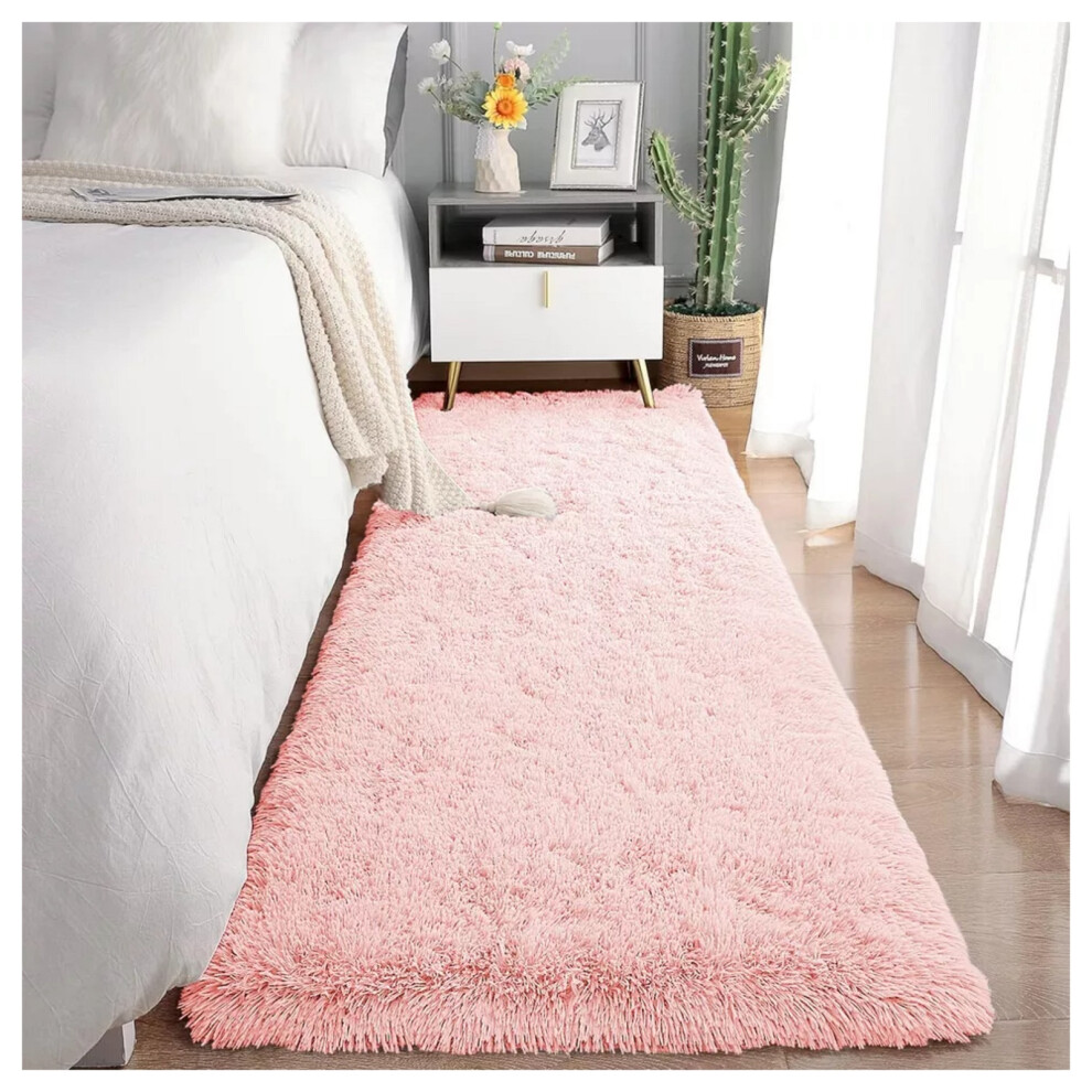 Imperial Rooms (80X150 Cm (2Ft 8In X 5Ft)- Large Runner Rug/Carpet) Pink Rugs Living Room Fluffy Shaggy Floor Area Rug