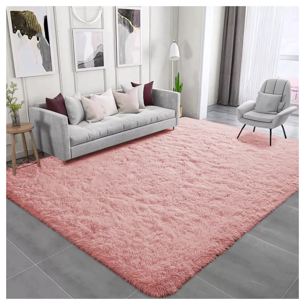 (120cm x 170cm (4ft x 5ft 8in)- Small Area Rug/Carpet) Pink Rugs Living Room Fluffy Shaggy Floor Area Rug