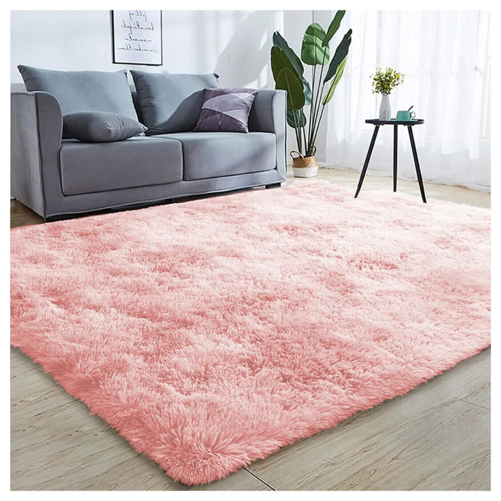 (200cm x 290cm (6ft 8in x 9ft 7in)- Extra Large Area Rug/Carpet) Pink Rugs Living Room Fluffy Shaggy Floor Area Rug