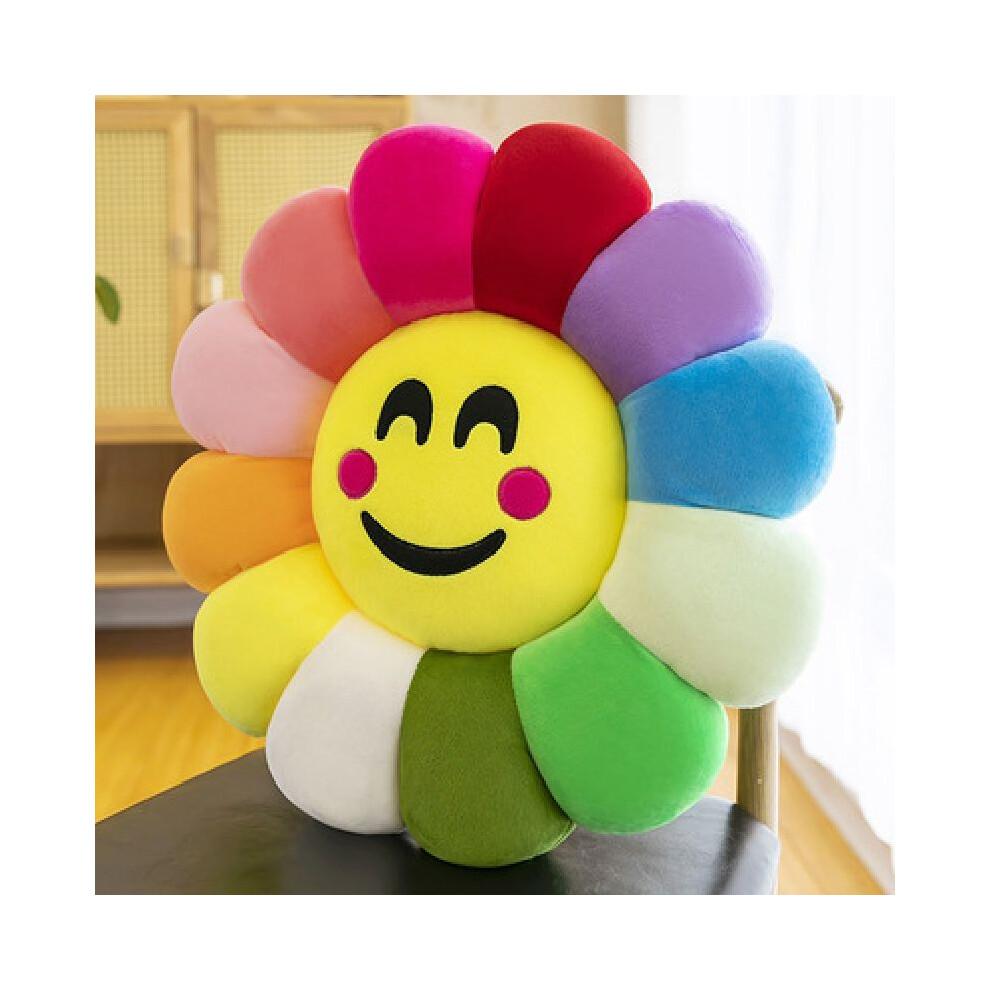 (Cute, 45cm) Murakami Takashi Colorful Sunflower Cushion Petal Emojis Plush Toy Throw Pillow