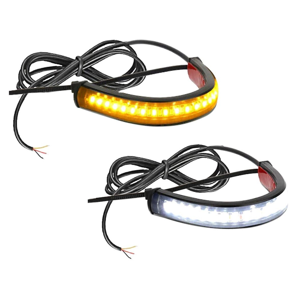 2Pc Flexible Switchback Dual-Color Motorcycle Led Fork Turn Signal Blinkers Drl Daytime Running Waterproof Light 9362098242580
