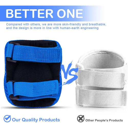 (Blue) Skateboard Protective Gear 6 In 1 Adjustable Set For Kids 1